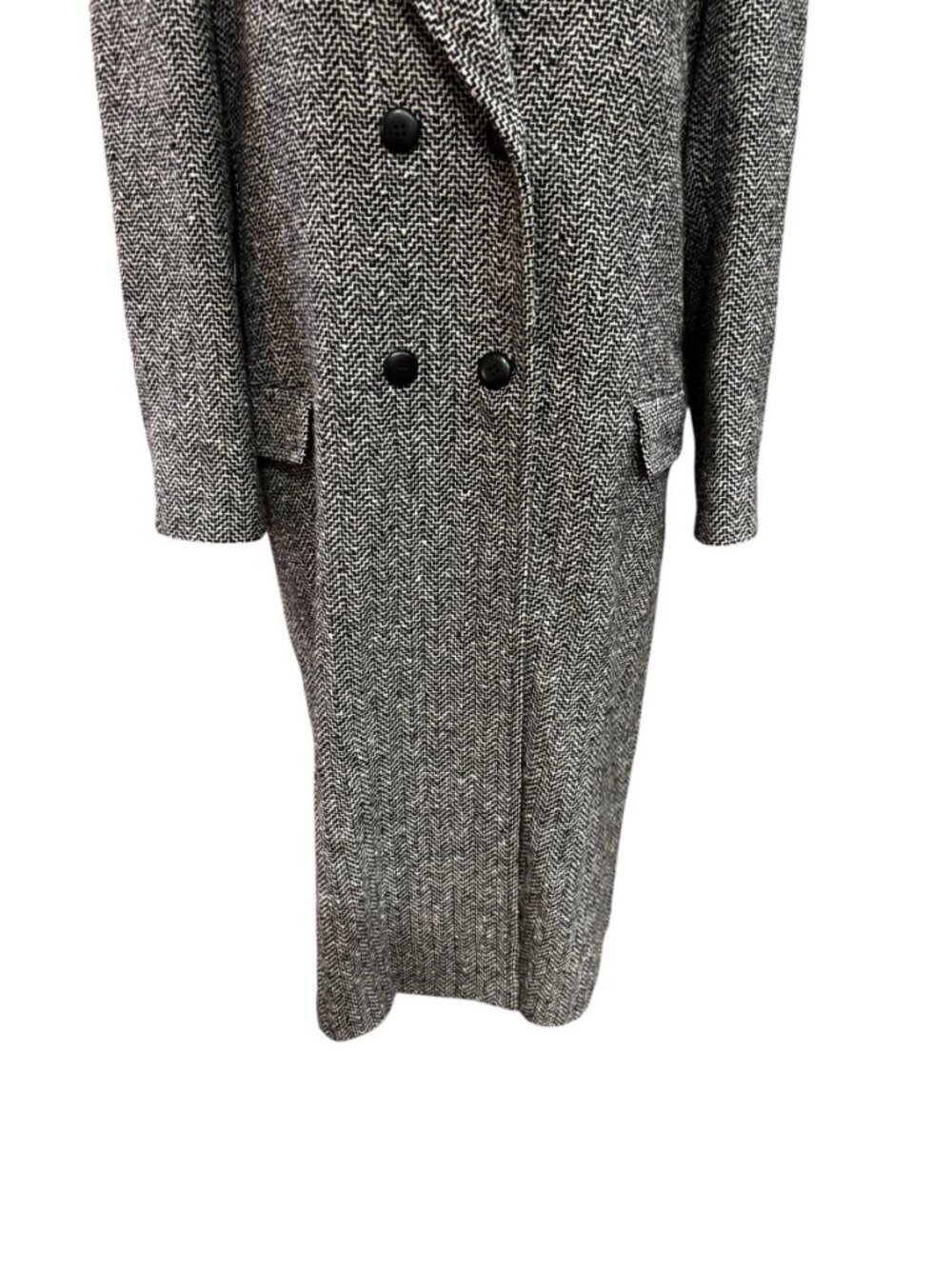 Pendleton Vintage Wool Coat Herringbone Long Double Breasted USA - Picture 4 of 10